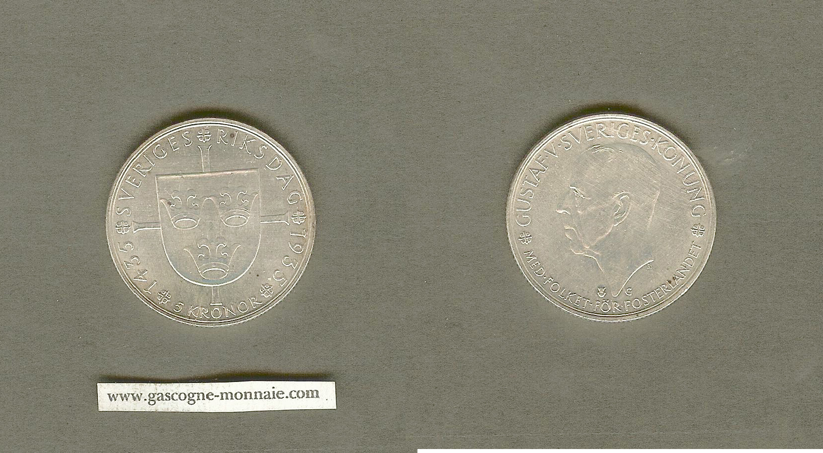 Suède Gustaf V 5 Kronor 1935 SPL+